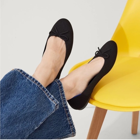 NWOT Rothy’s The Ballet Flat Black Knit Bow Flats Shoes - Picture 9 of 9